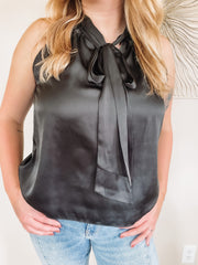 black satin tank blouse