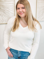 white long sleeve v neck