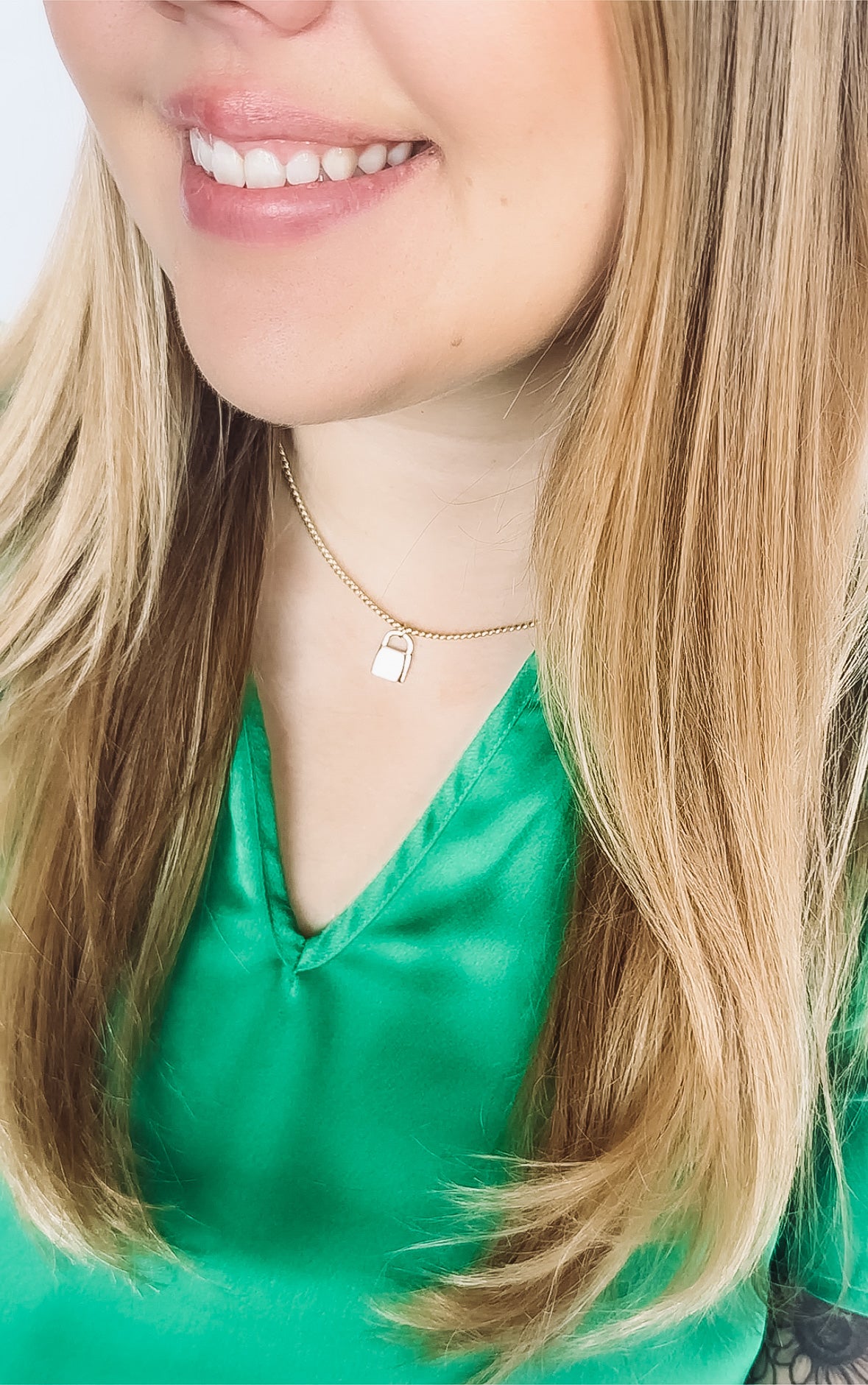 gold padlock charm necklace