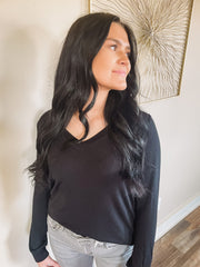 black long sleeve v neck