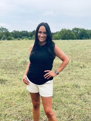 black ribbed tank