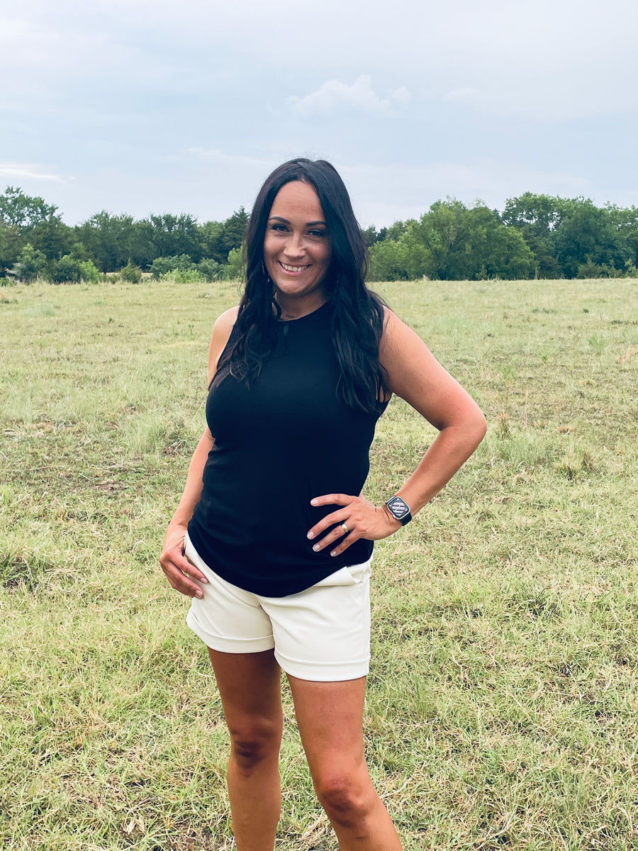 black ribbed tank