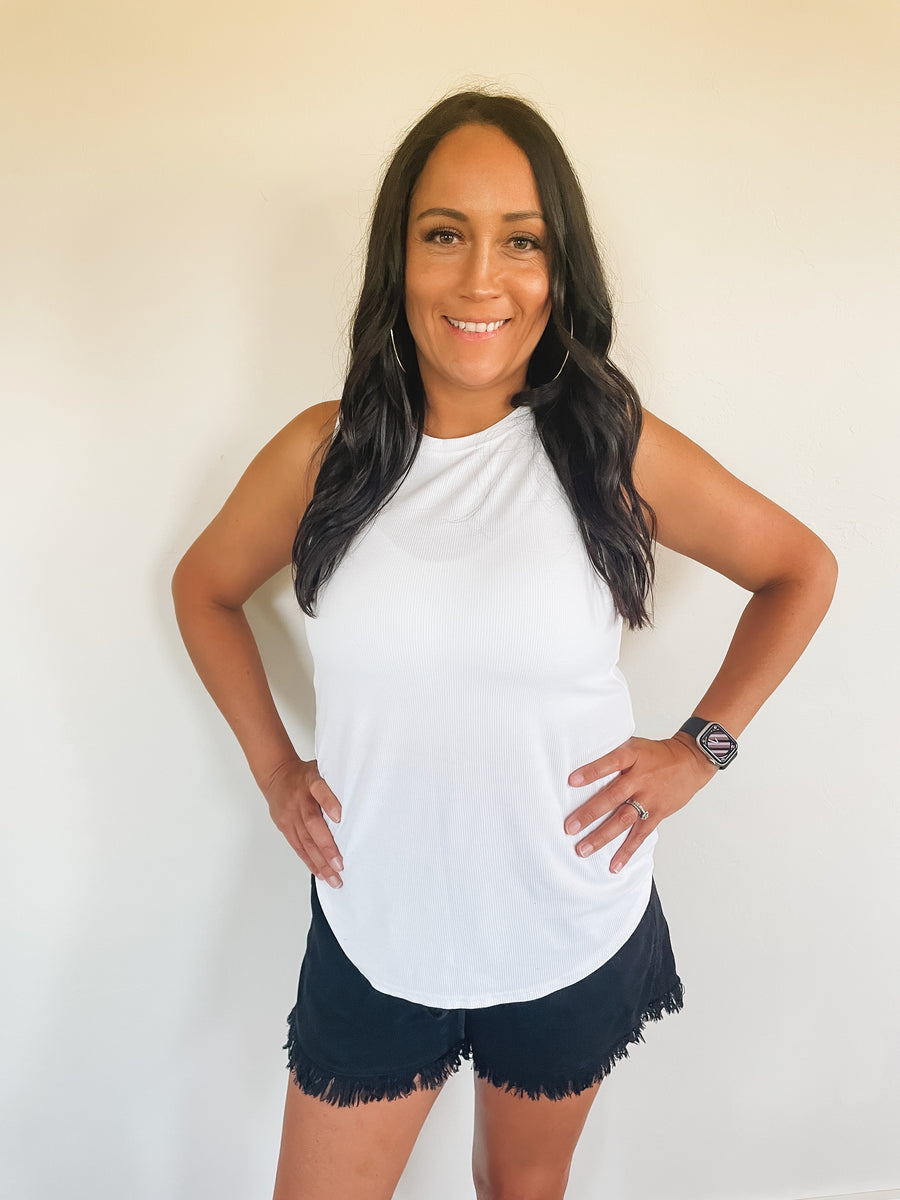 white ribbed tank