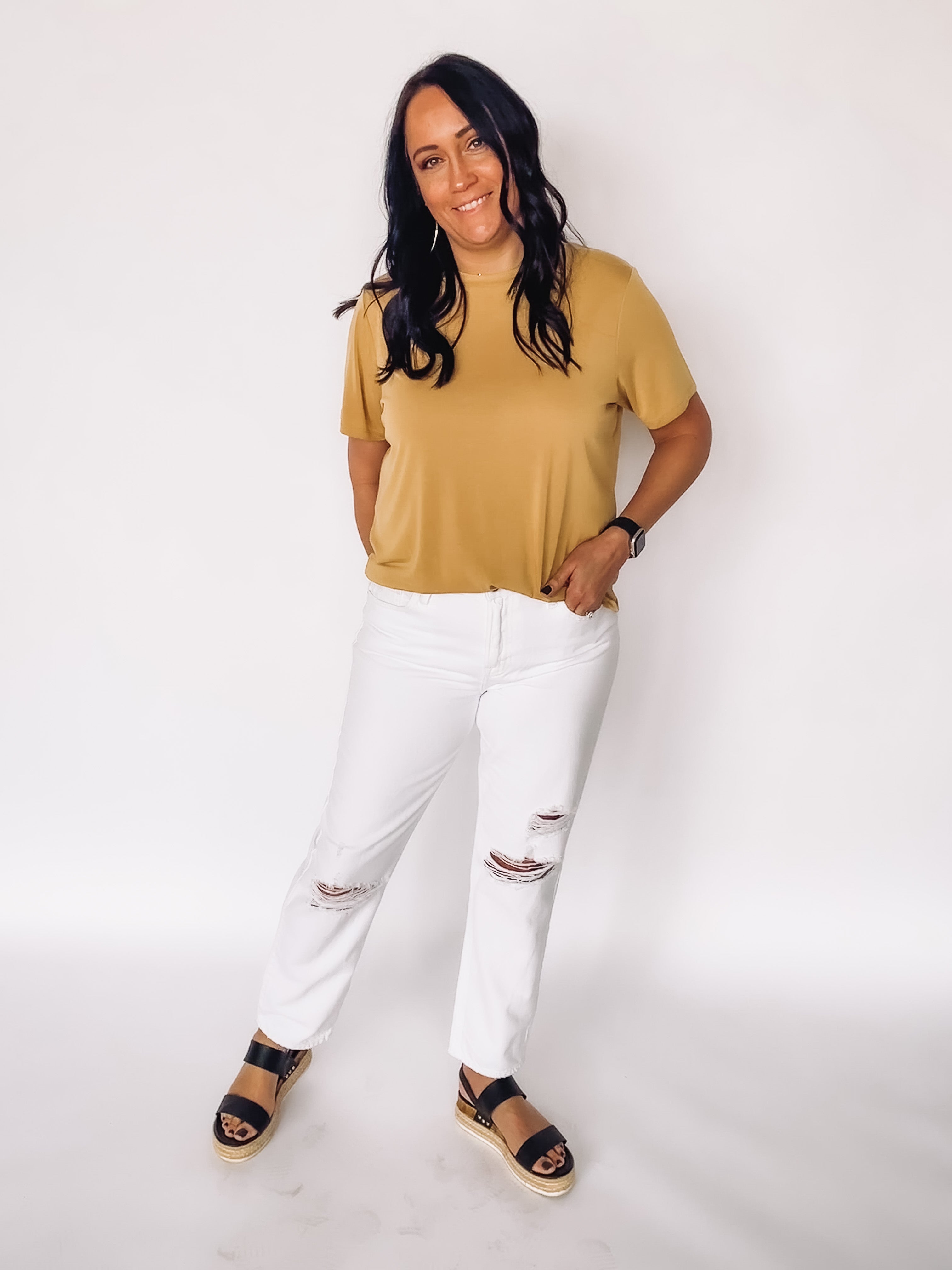 white distressed boyfriend jeans