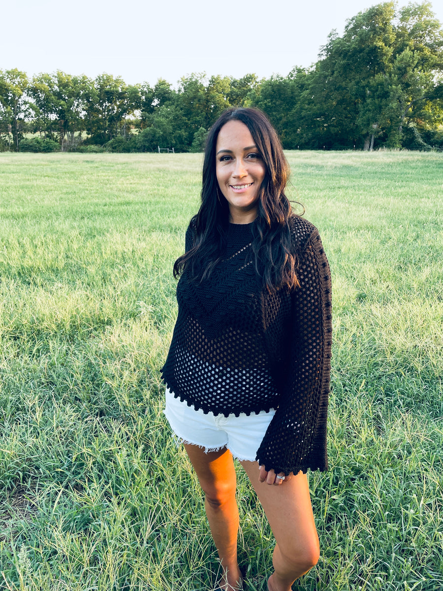 Black crocheted sweater
