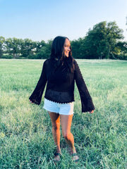 Black crocheted sweater