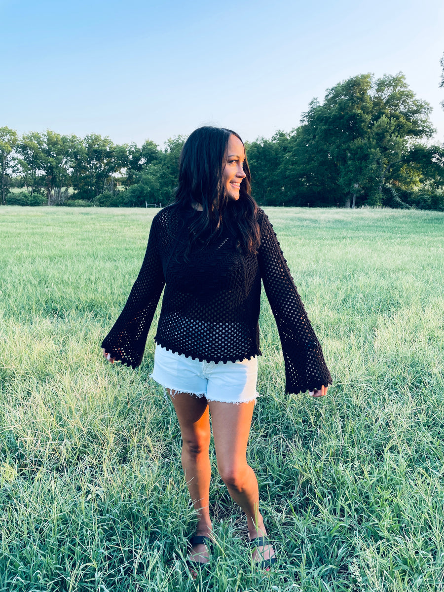Black crocheted sweater