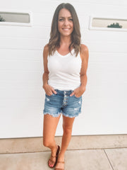 white ribbed v-neck tank
