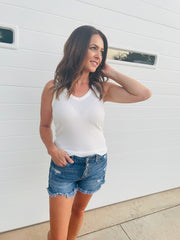 white ribbed v-neck tank