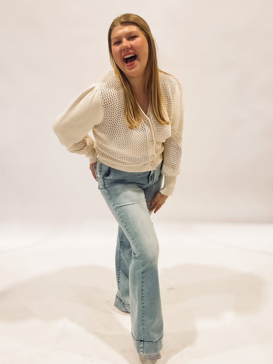 cream crocheted cardigan