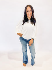White balloon sleeve top