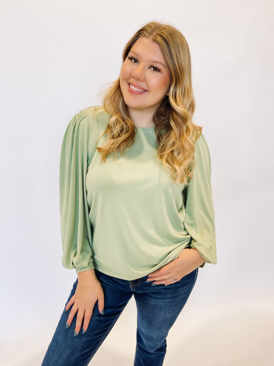 pistachio balloon sleeve top