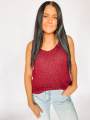 red sweater tank top 