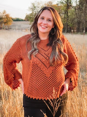 Rust crocheted sweater