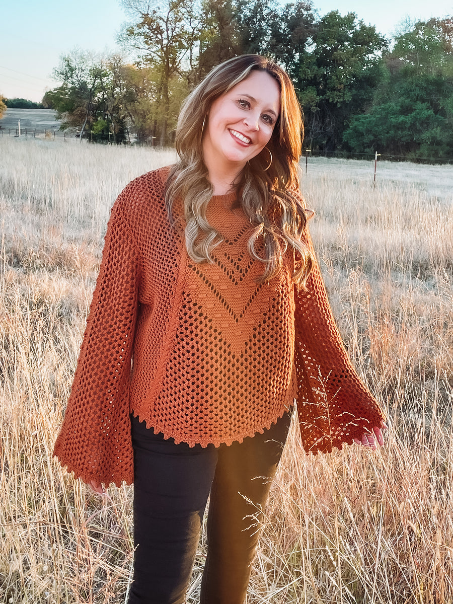 Rust crocheted sweater