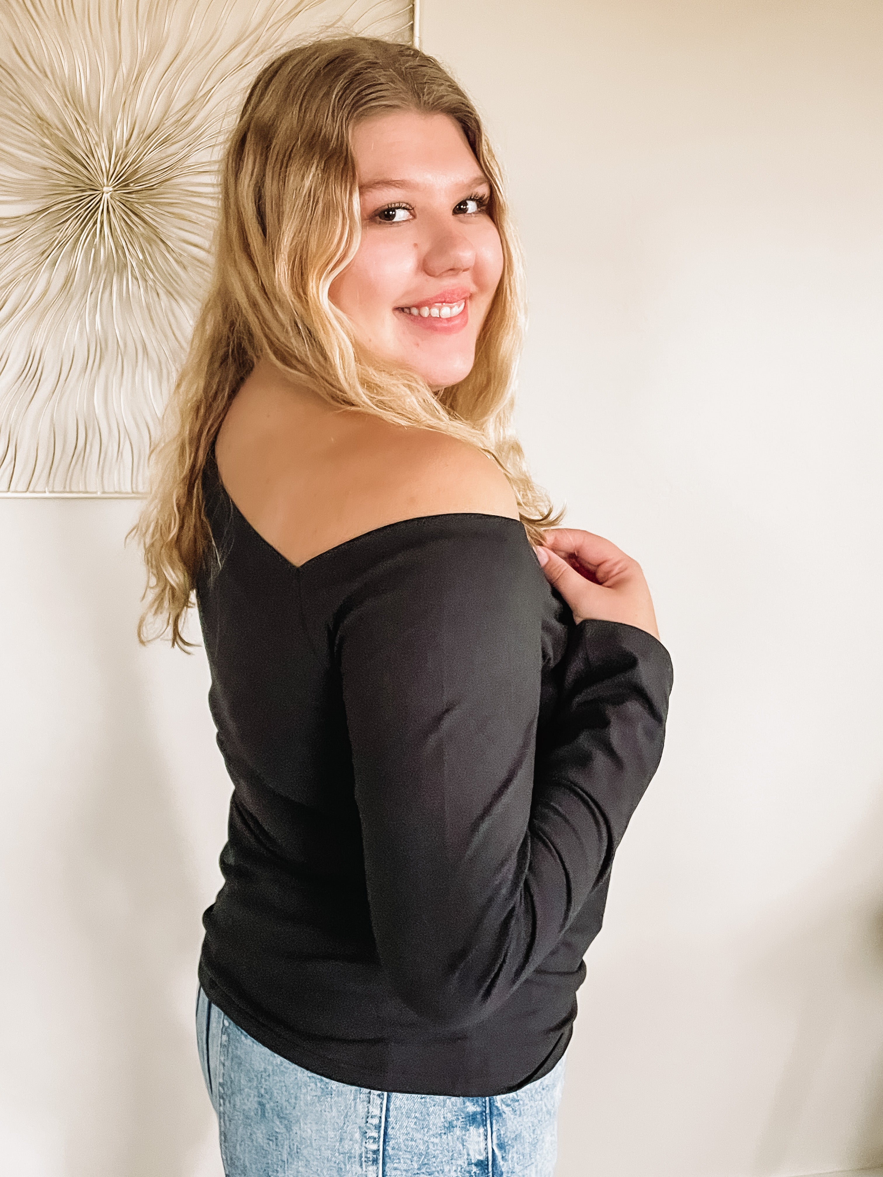 Off shoulder black top