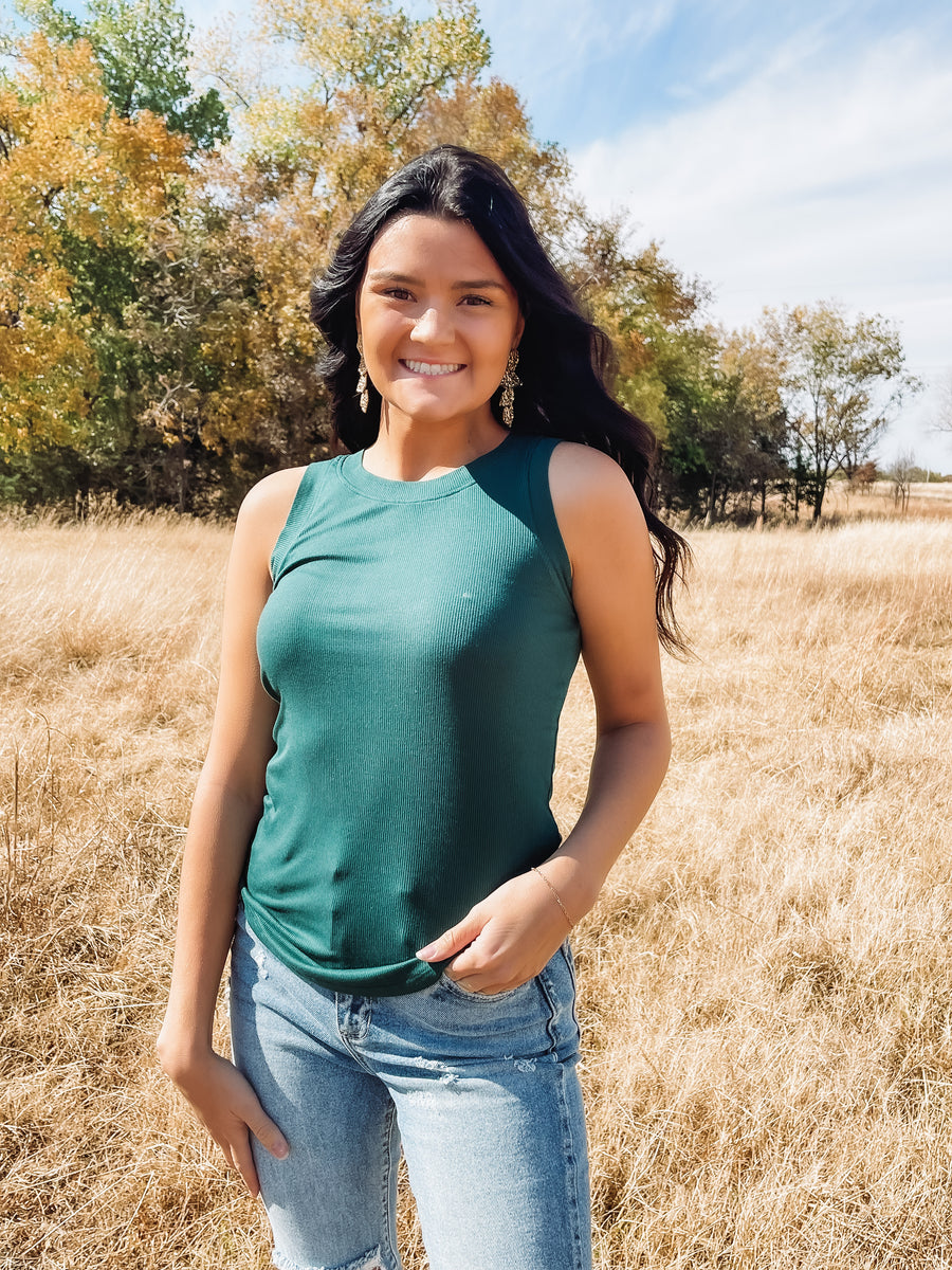 Green ribbed tank