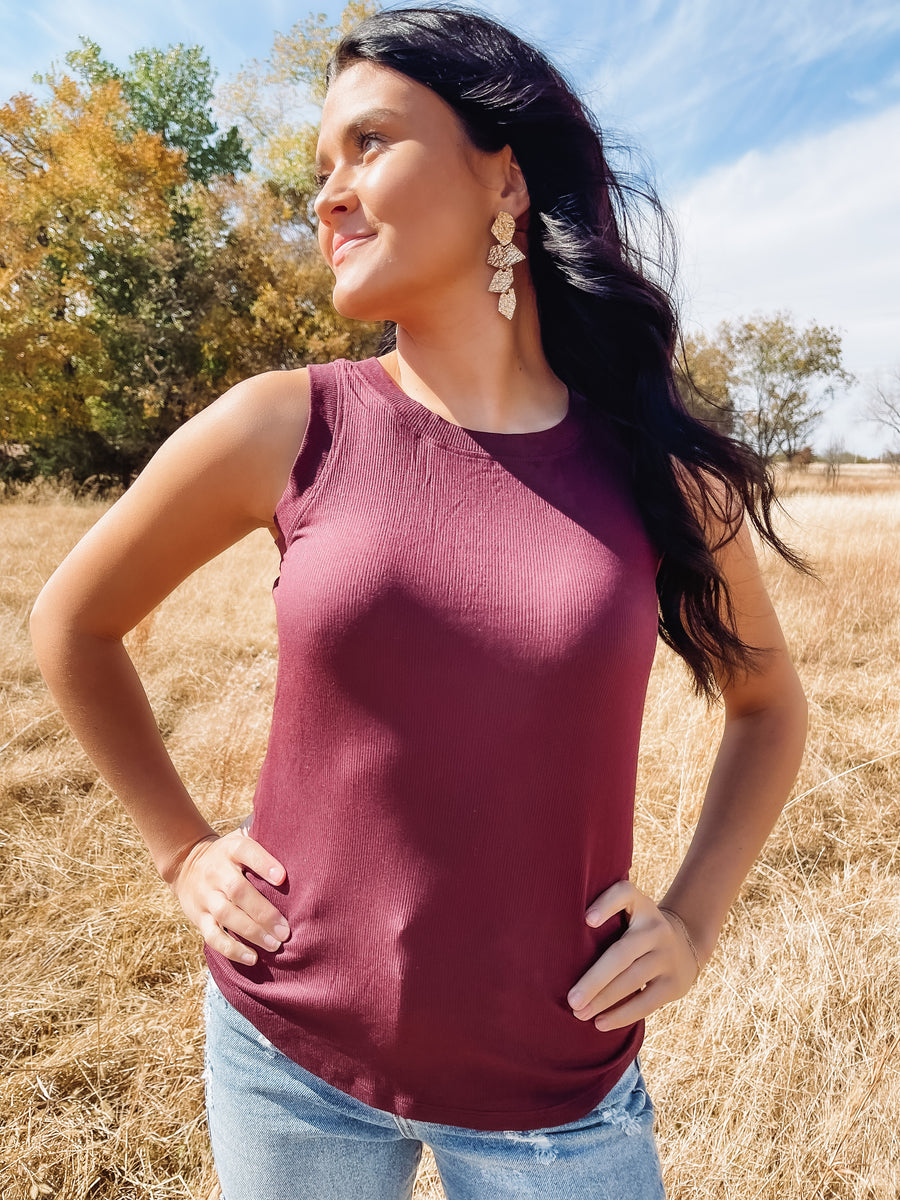 Purple ribbed tank