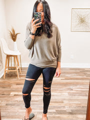 brownish green long sleeve 