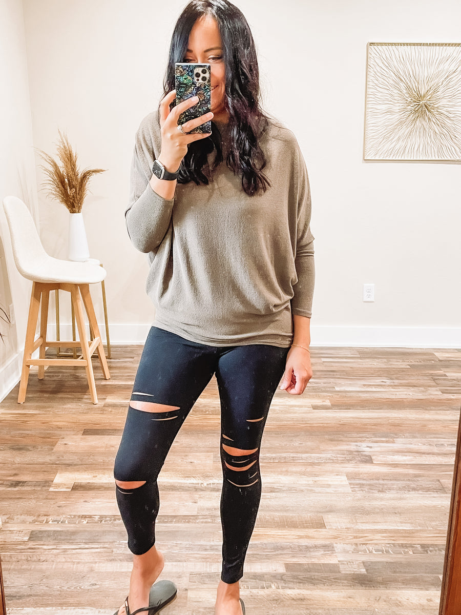 brownish green long sleeve 