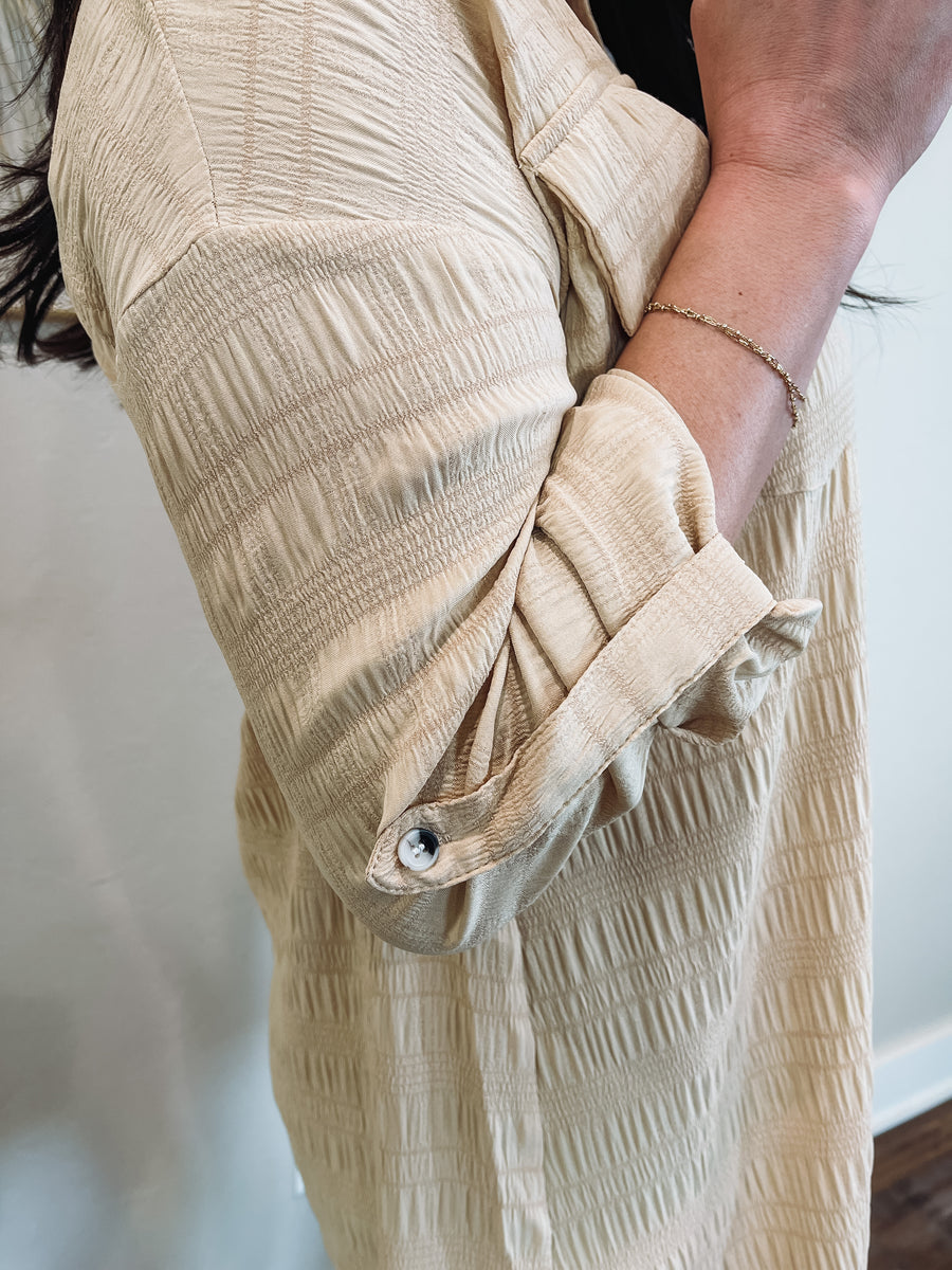 natural button down dress