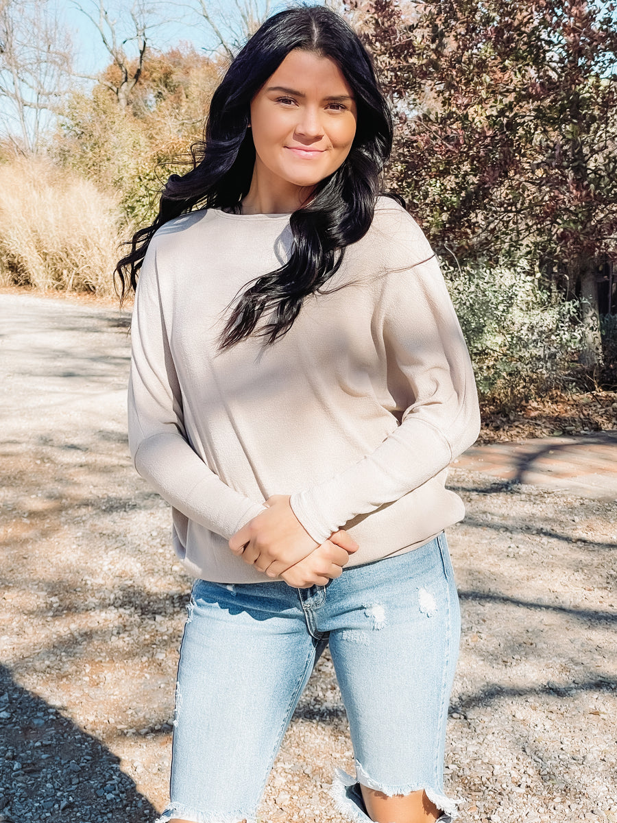 taupe long sleeve tunic
