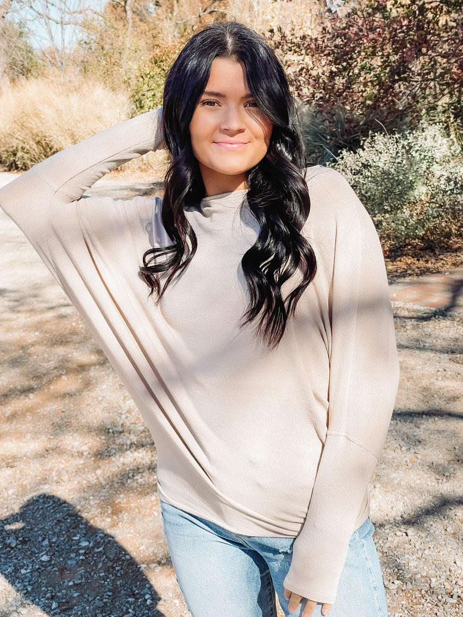 taupe long sleeve tunic